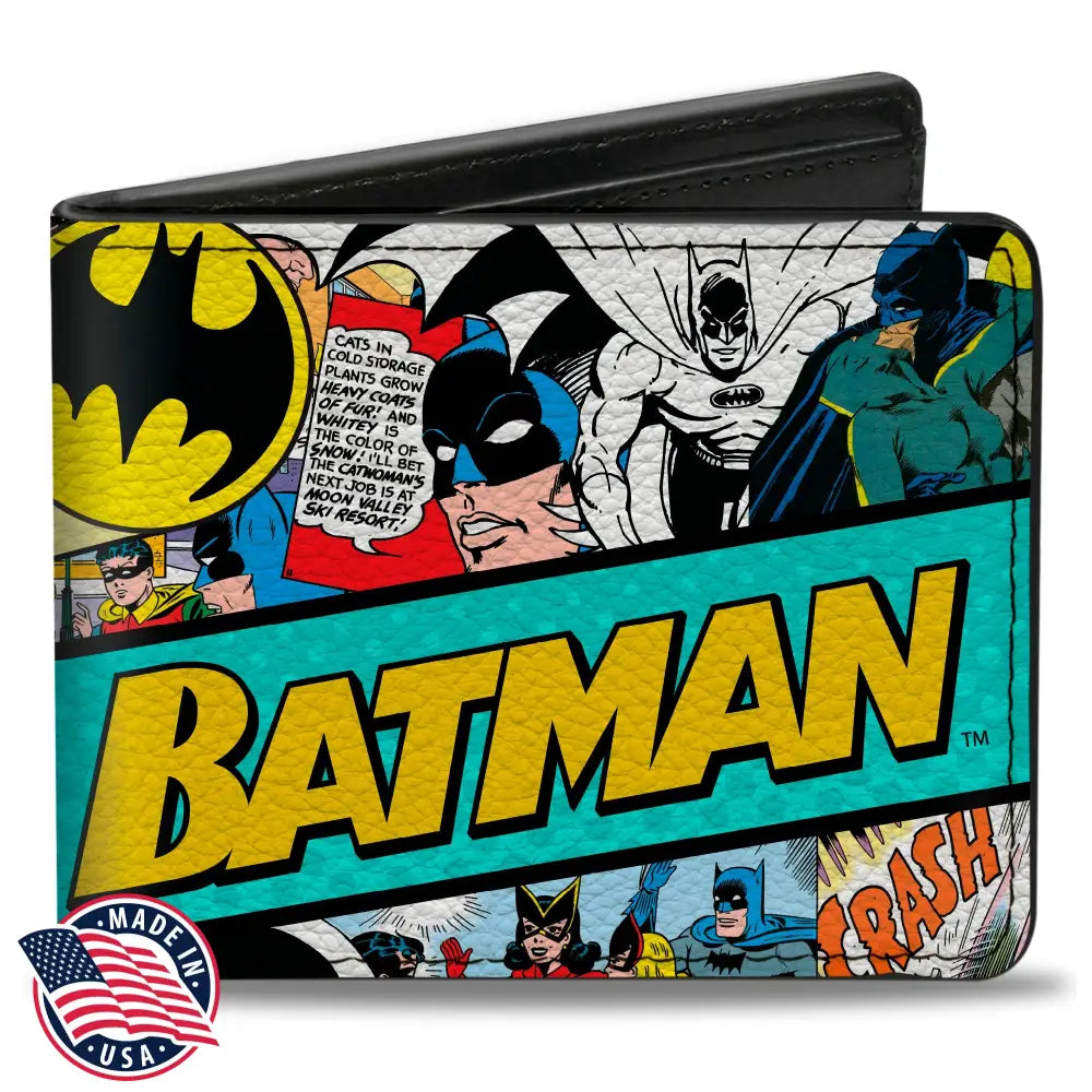 Bi-Fold Wallet - BATMAN 75 Classic Comic Book Panels Collage Multi Color Bi-Fold Wallets