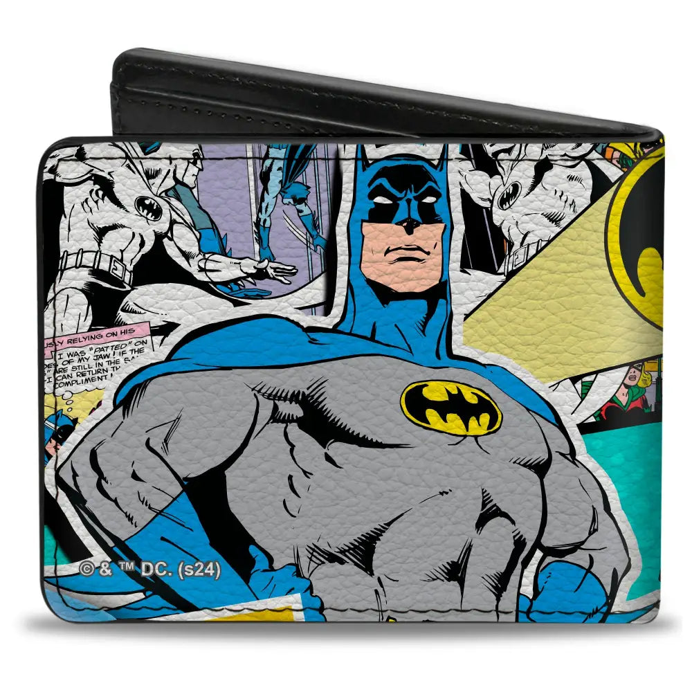 Bi-Fold Wallet - BATMAN 75 Classic Comic Book Panels Collage Multi Color Bi-Fold Wallets
