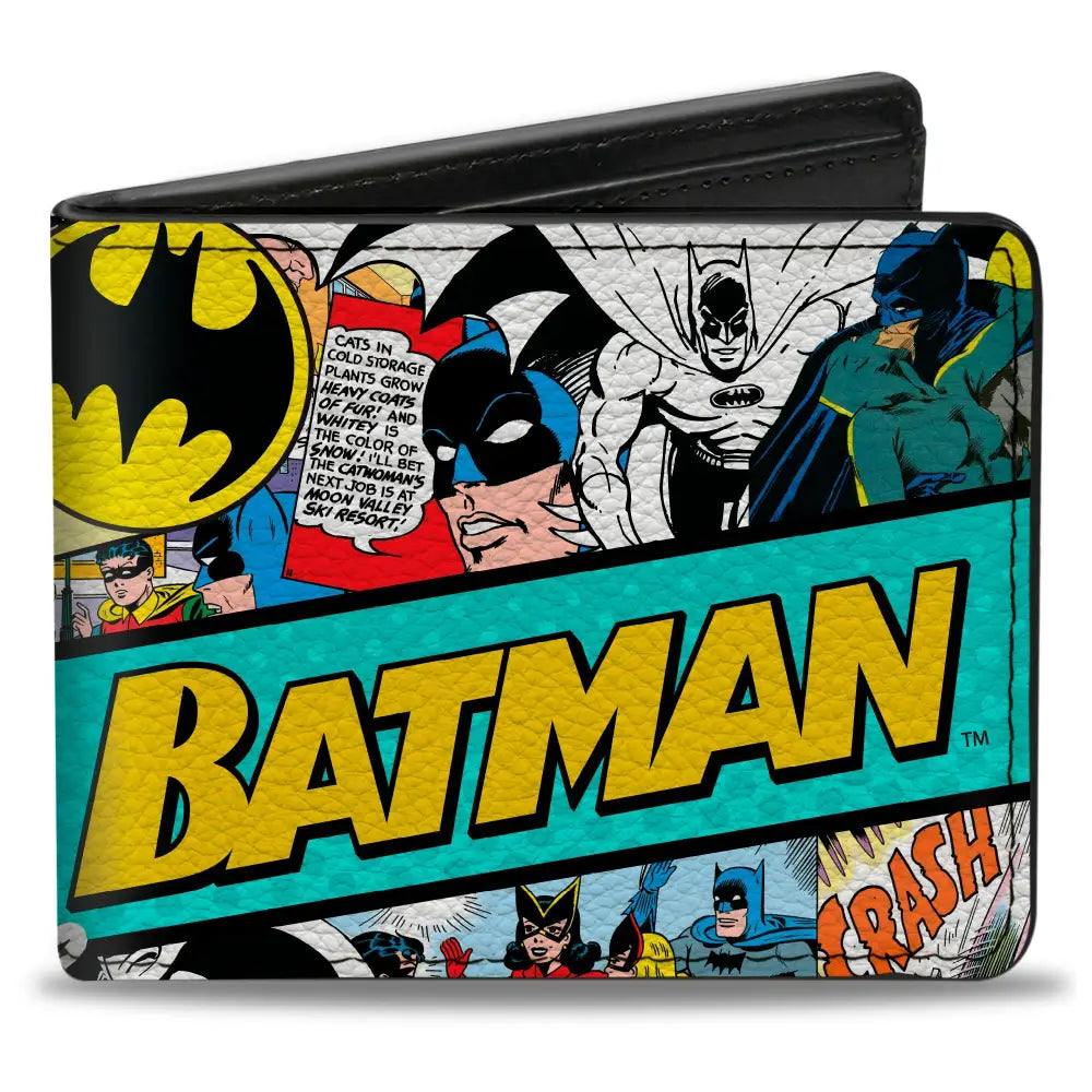 Bi-Fold Wallet - BATMAN 75 Classic Comic Book Panels Collage Multi Color Bi-Fold Wallets