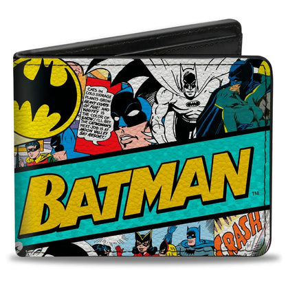 Bi-Fold Wallet - BATMAN 75 Classic Comic Book Panels Collage Multi Color Bi-Fold Wallets