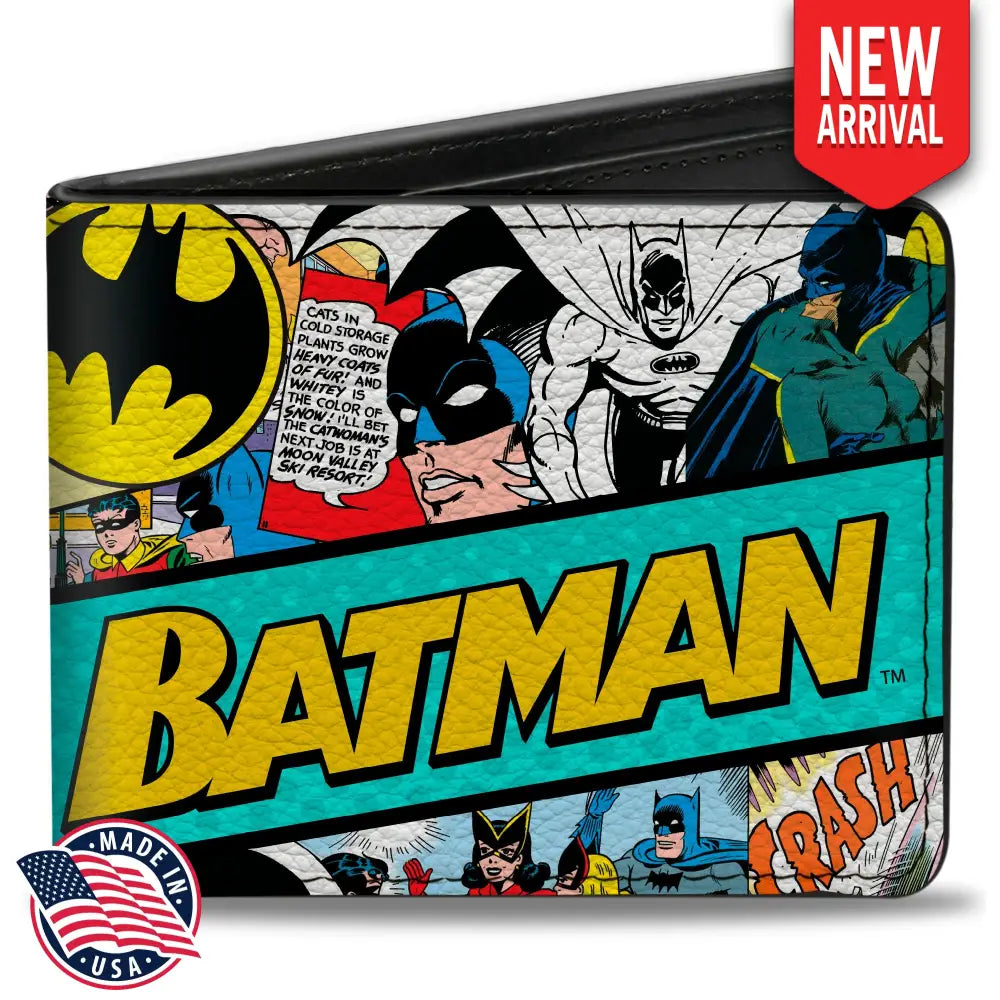 Bi-Fold Wallet - BATMAN 75 Classic Comic Book Panels Collage Multi Color Bi-Fold Wallets