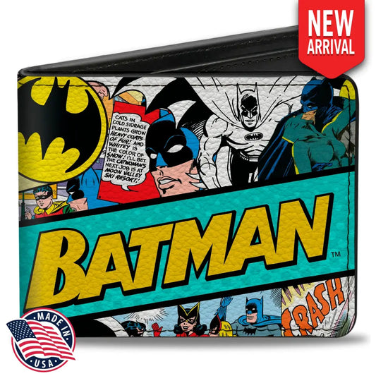 Bi-Fold Wallet - BATMAN 75 Classic Comic Book Panels Collage Multi Color Bi-Fold Wallets