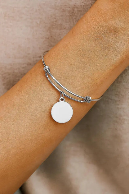 I Am Enough Bracelet Stainless Steel Adjustable Bangle With 19mm Round Charm Inspirational Jewelry Self Love Gift For