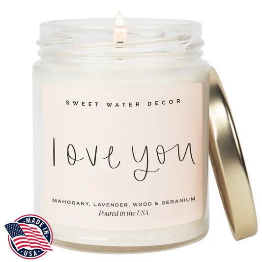 Love You Soy Candle - Clear Jar - 9 oz Candles