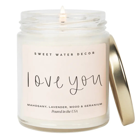 Love You Soy Candle - Clear Jar - 9 oz Candles