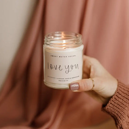 Love You Soy Candle - Clear Jar - 9 oz Candles