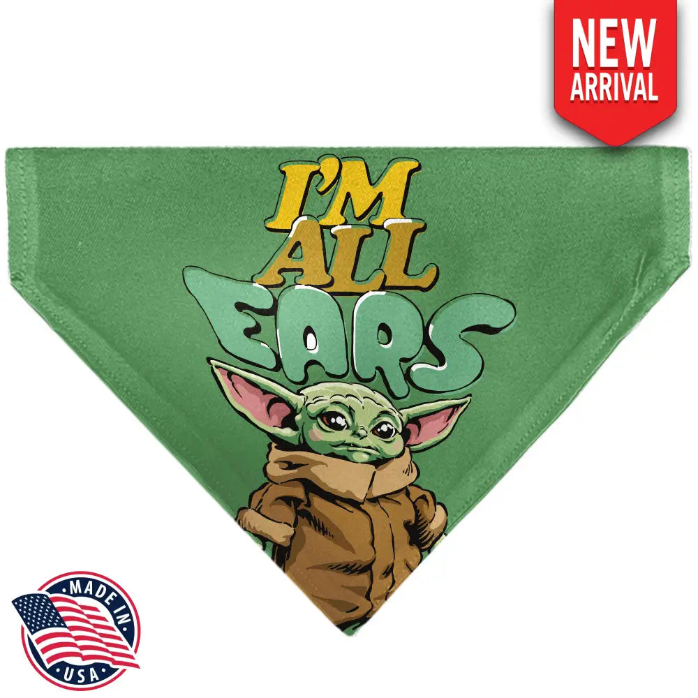 Pet Bandana - Star Wars Grogu I’M ALL EARS Pose Green - Pet Bandanas