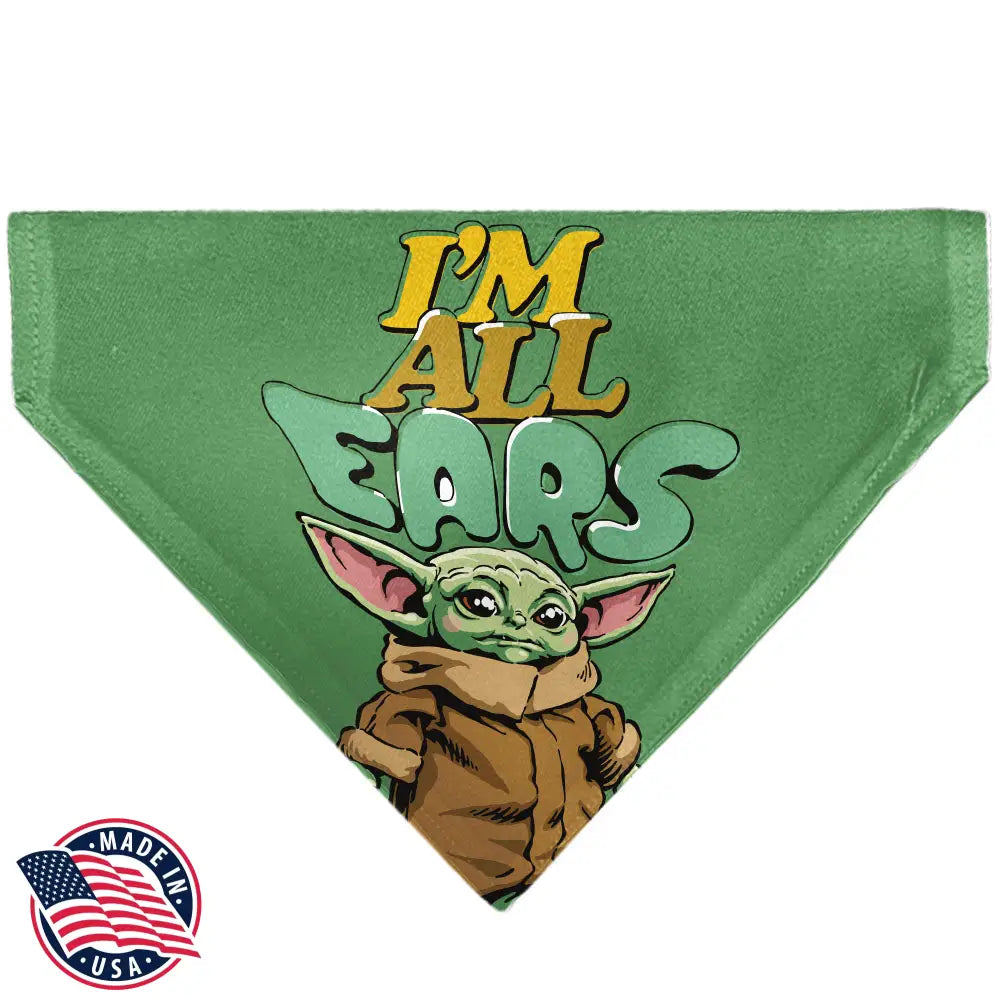 Pet Bandana - Star Wars Grogu I’M ALL EARS Pose Green - Pet Bandanas