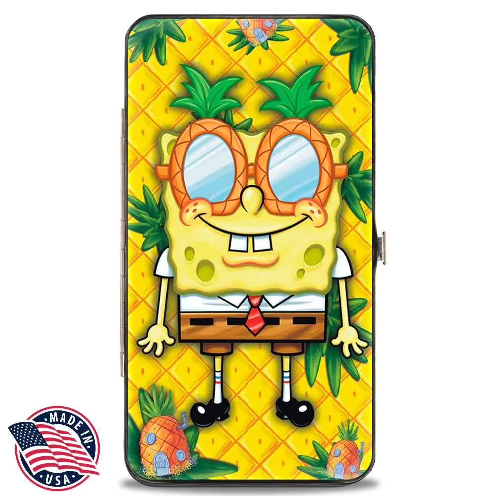 Hinged Wallet - SpongeBob Pineapple Eyes + SpongeBob & Patrick Starfish Pose Pineapple Gold Hinged Wallets