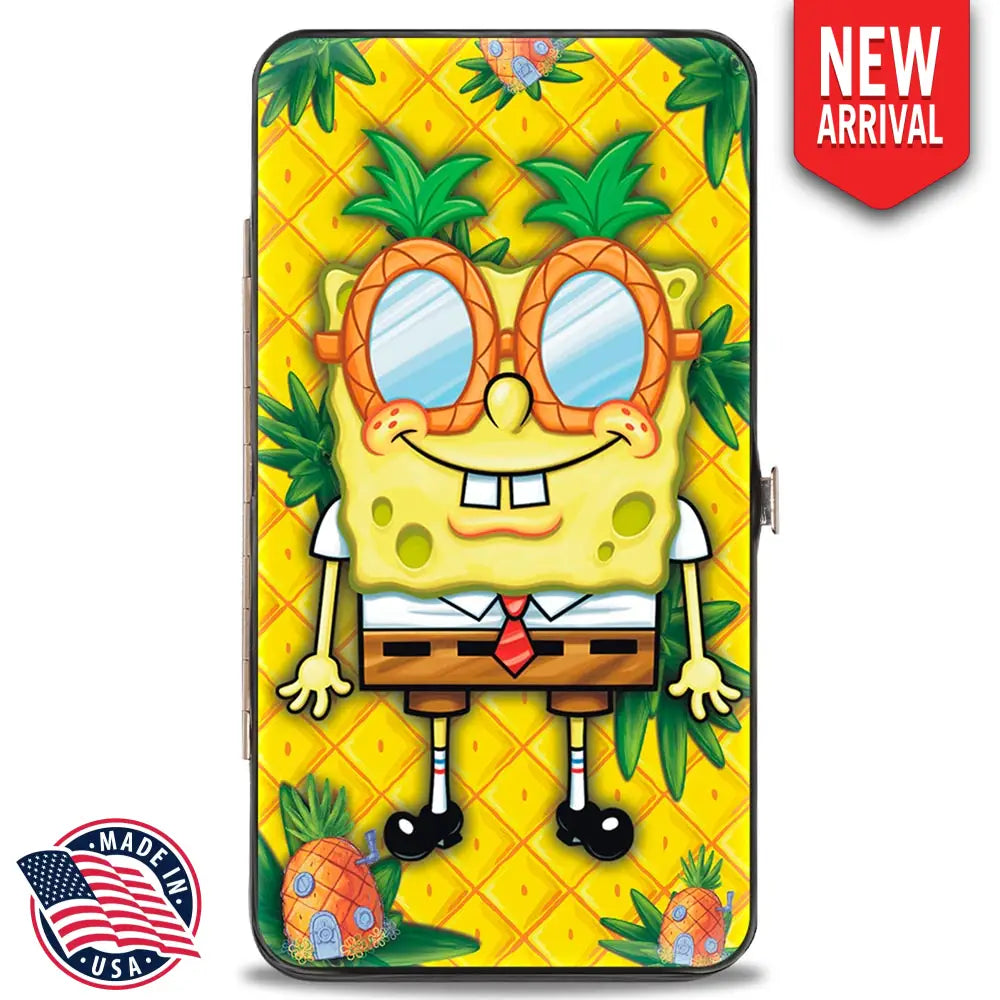 Hinged Wallet - SpongeBob Pineapple Eyes + SpongeBob & Patrick Starfish Pose Pineapple Gold Hinged Wallets