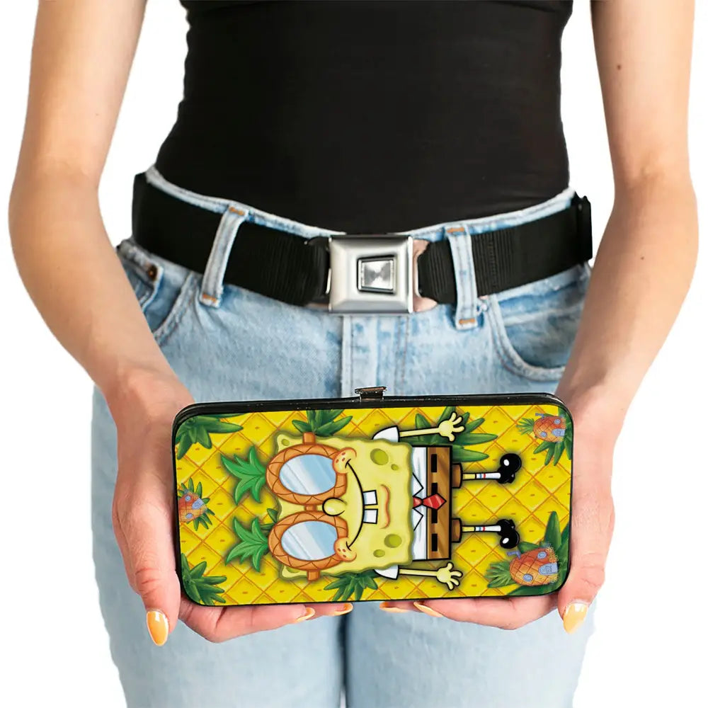 Hinged Wallet - SpongeBob Pineapple Eyes + SpongeBob & Patrick Starfish Pose Pineapple Gold Hinged Wallets
