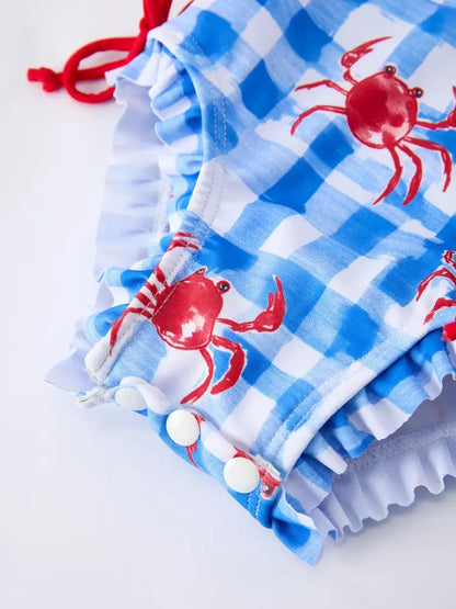 Summer Crab Girl Long Sleeve Ruffle One Piece Swimsuit - Swimsuit