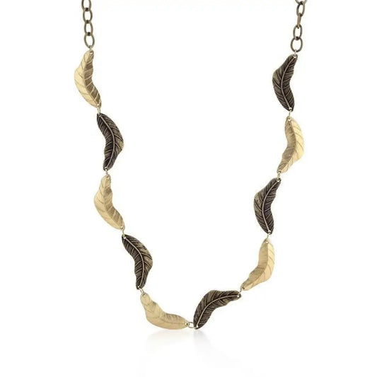 Vintage Leaf Two-tone Finish Necklace - Necklaces