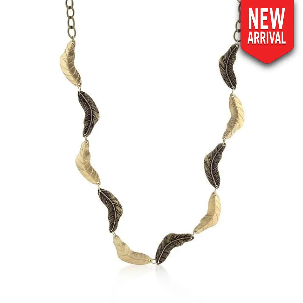 Vintage Leaf Two-tone Finish Necklace - Necklaces