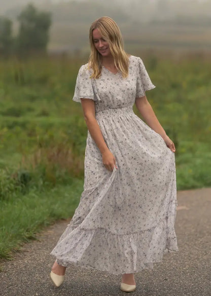 Isabella Blue Floral V Neck Maxi Dress XS IC Dresses
