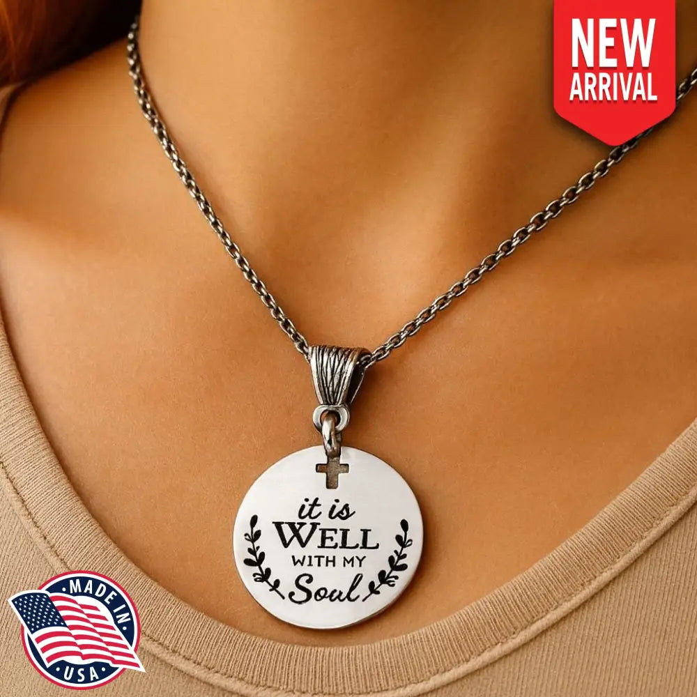 It Is Well With My Soul Necklace Engraved Cross Cut Out Faith Jewelry Inspirational Gift - Necklaces