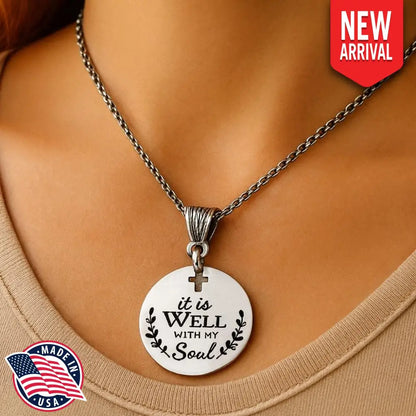It Is Well With My Soul Necklace Engraved Cross Cut Out Faith Jewelry Inspirational Gift - Necklaces
