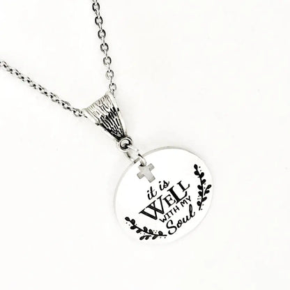 It Is Well With My Soul Necklace Engraved Cross Cut Out Faith Jewelry Inspirational Gift - Necklaces
