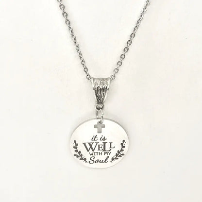 It Is Well With My Soul Necklace Engraved Cross Cut Out Faith Jewelry Inspirational Gift - Necklaces
