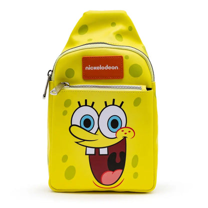 Nickelodeon Bag Sling SpongeBob SquarePants Smiling Face Character Close Up Yellow Bounding Vegan Leather Crossbody Bags