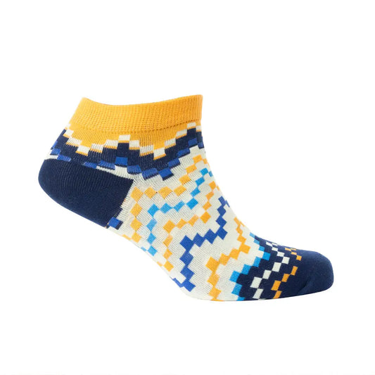 Jade Valley PixieAnkle Socks In Blue & Yellow - Socks