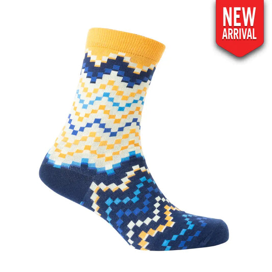 Jade Valley Pixie Socks In Blue & Yellow - Socks