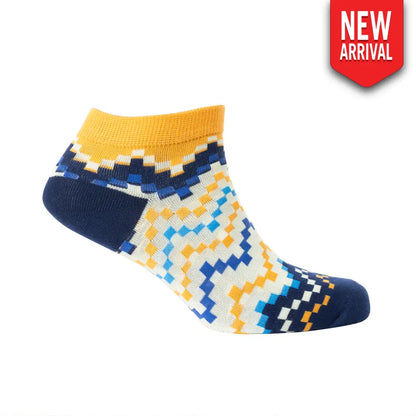 Jade Valley PixieAnkle Socks In Blue & Yellow - Socks