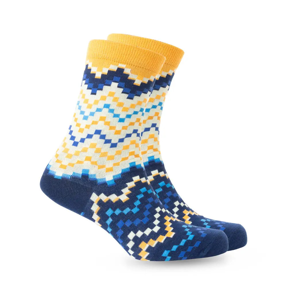 Jade Valley Pixie Socks In Blue & Yellow - Socks