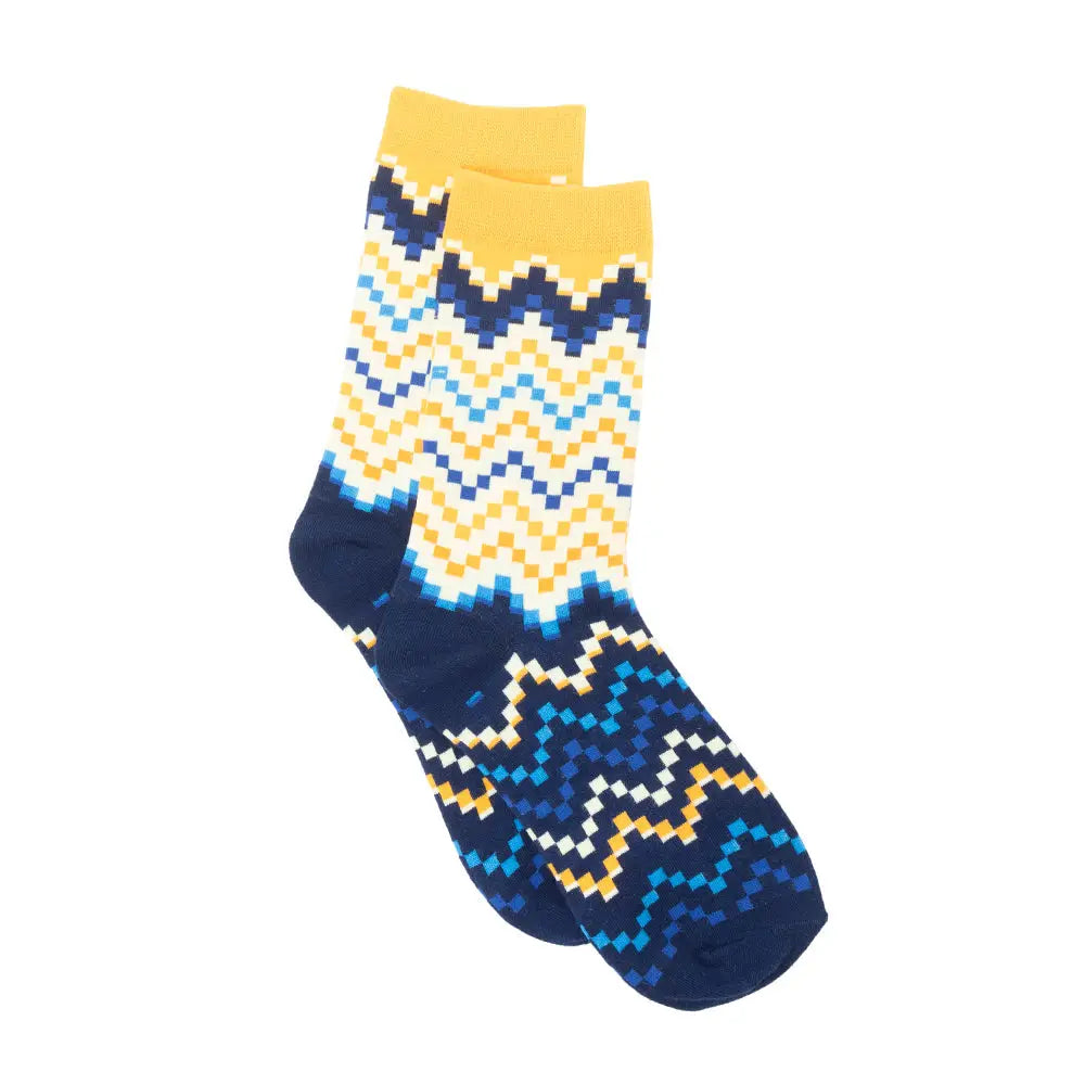 Jade Valley Pixie Socks In Blue & Yellow - Socks