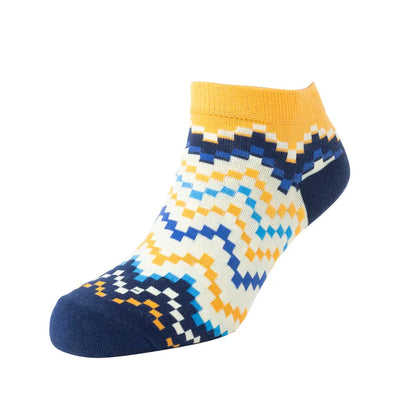 Jade Valley PixieAnkle Socks In Blue & Yellow - Socks