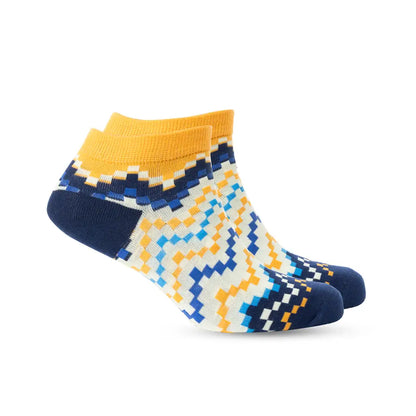 Jade Valley PixieAnkle Socks In Blue & Yellow - Socks