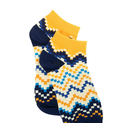 Jade Valley PixieAnkle Socks In Blue & Yellow - Socks