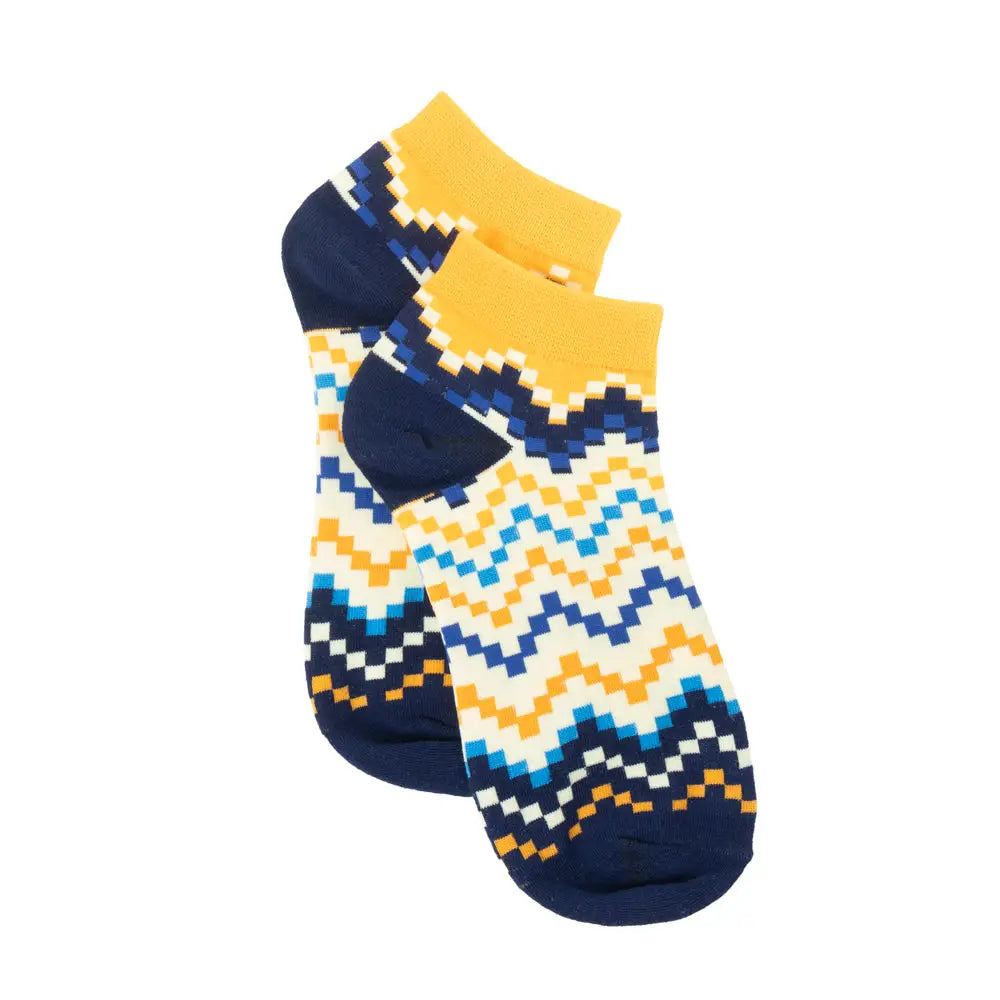 Jade Valley PixieAnkle Socks In Blue & Yellow - Socks