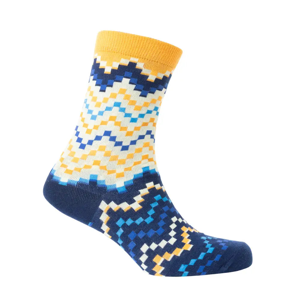 Jade Valley Pixie Socks In Blue & Yellow - Socks