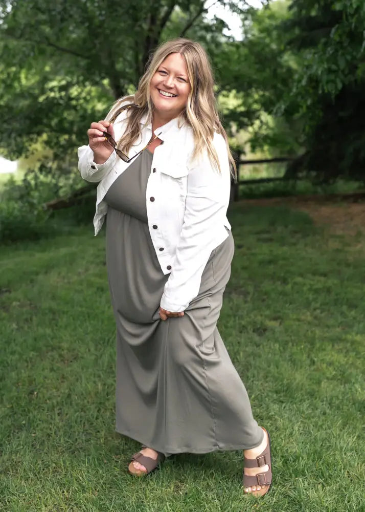 Jasmine Olive Ribbed Maxi Dress - IC Dresses