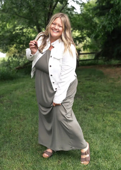 Jasmine Olive Ribbed Maxi Dress - IC Dresses