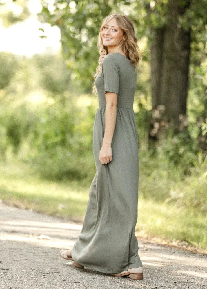 Jasmine Olive Ribbed Maxi Dress - IC Dresses