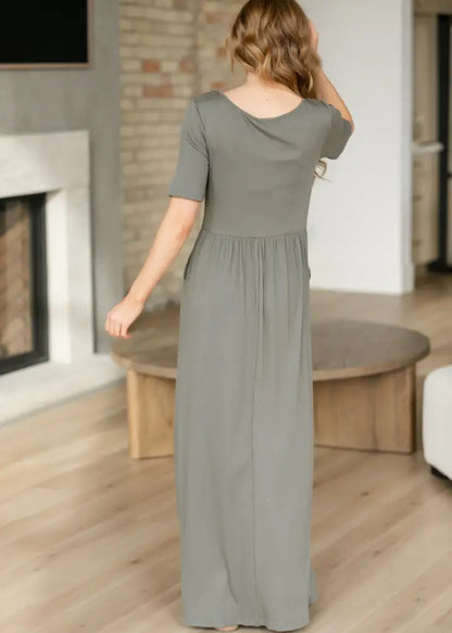 Jasmine Olive Ribbed Maxi Dress - IC Dresses