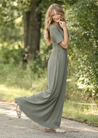 Jasmine Olive Ribbed Maxi Dress - IC Dresses
