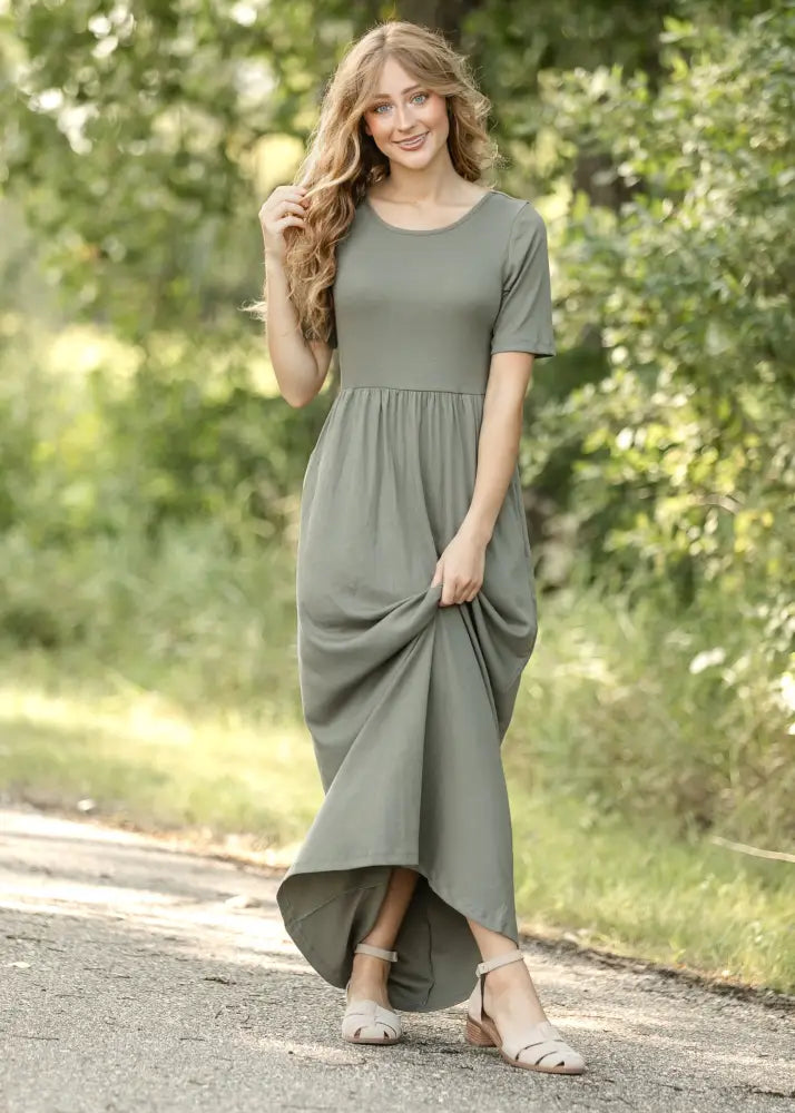 Jasmine Olive Ribbed Maxi Dress - IC Dresses