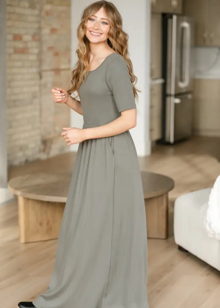 Jasmine Olive Ribbed Maxi Dress - IC Dresses