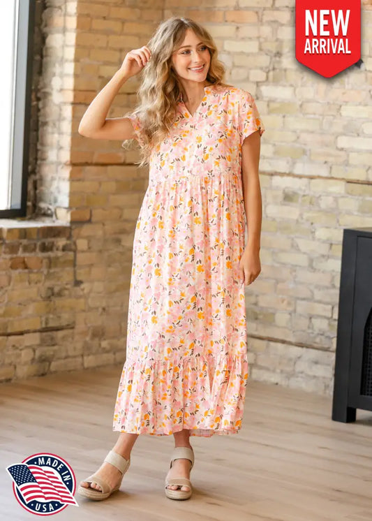 Jaydrien Floral Flutter Sleeve Midi Dress IC Dresses