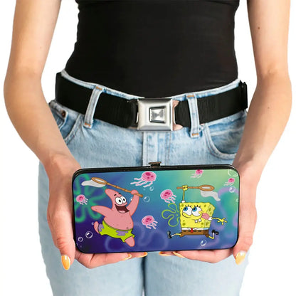 Hinged Wallet - Patrick Starfish & SpongeBob Jellyfishing + Jellyfish Catch Pose Hinged Wallets