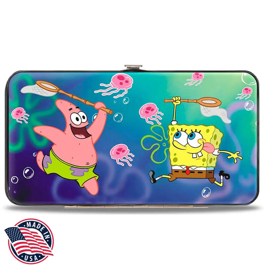 Hinged Wallet - Patrick Starfish & SpongeBob Jellyfishing + Jellyfish Catch Pose Hinged Wallets