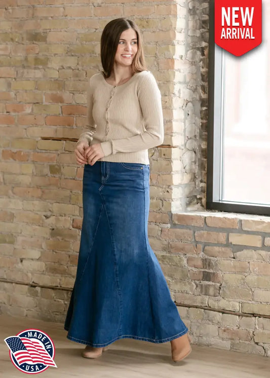 Jennifer A-Line Long Denim Skirt IC Skirts