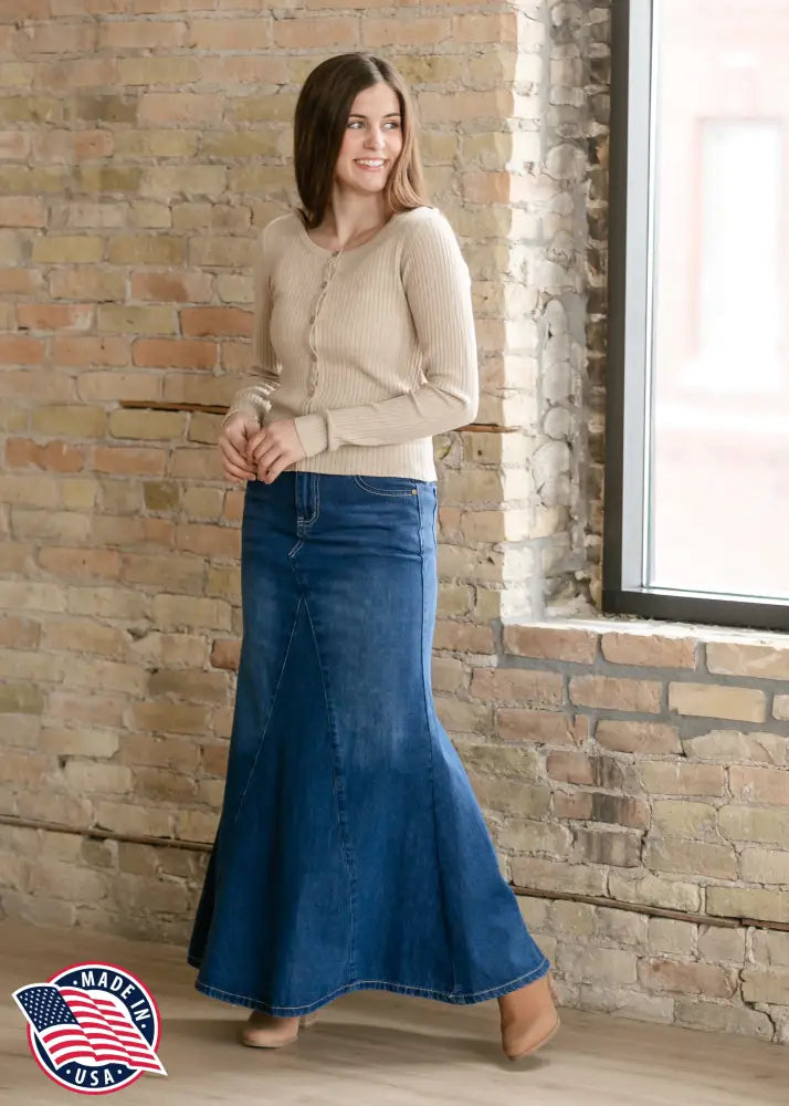 Jennifer A-Line Long Denim Skirt IC Skirts