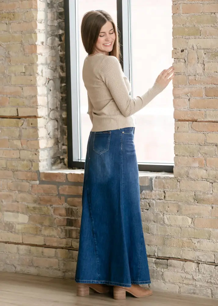 Jennifer A-Line Long Denim Skirt IC Skirts