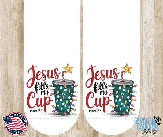 Jesus Fills My Cup – White Socks