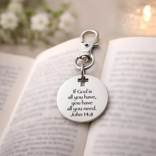 God Is All You Need John 14 8 Clip On Charm - Keychains