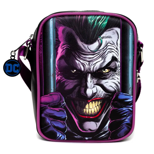 DC Comics Bag Cross Body DC Comics Joker Jail Break and Batman Comic Book Poses Black Vegan Leather Crossbody Bags